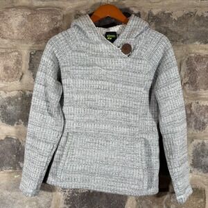 Köppen‎ Pullover Hoodie Sweater Women's Large Gray Knit Button Front Pocket